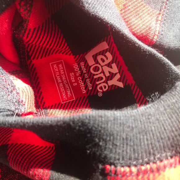 NEW Lazy One Bear Cheeks Red Black One Piece Pajamas Kid's Size 8 - Picture 3 of 3